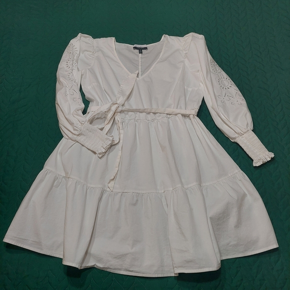 Eloquii White Mini Dress with Eyelet Sleeves - Picture 5 of 9
